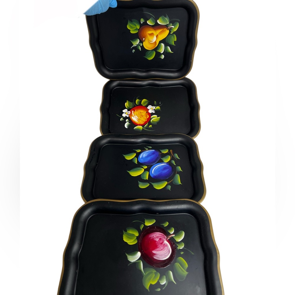 Set of Black HTF Trays with Colorful Fruit Design by Nashco